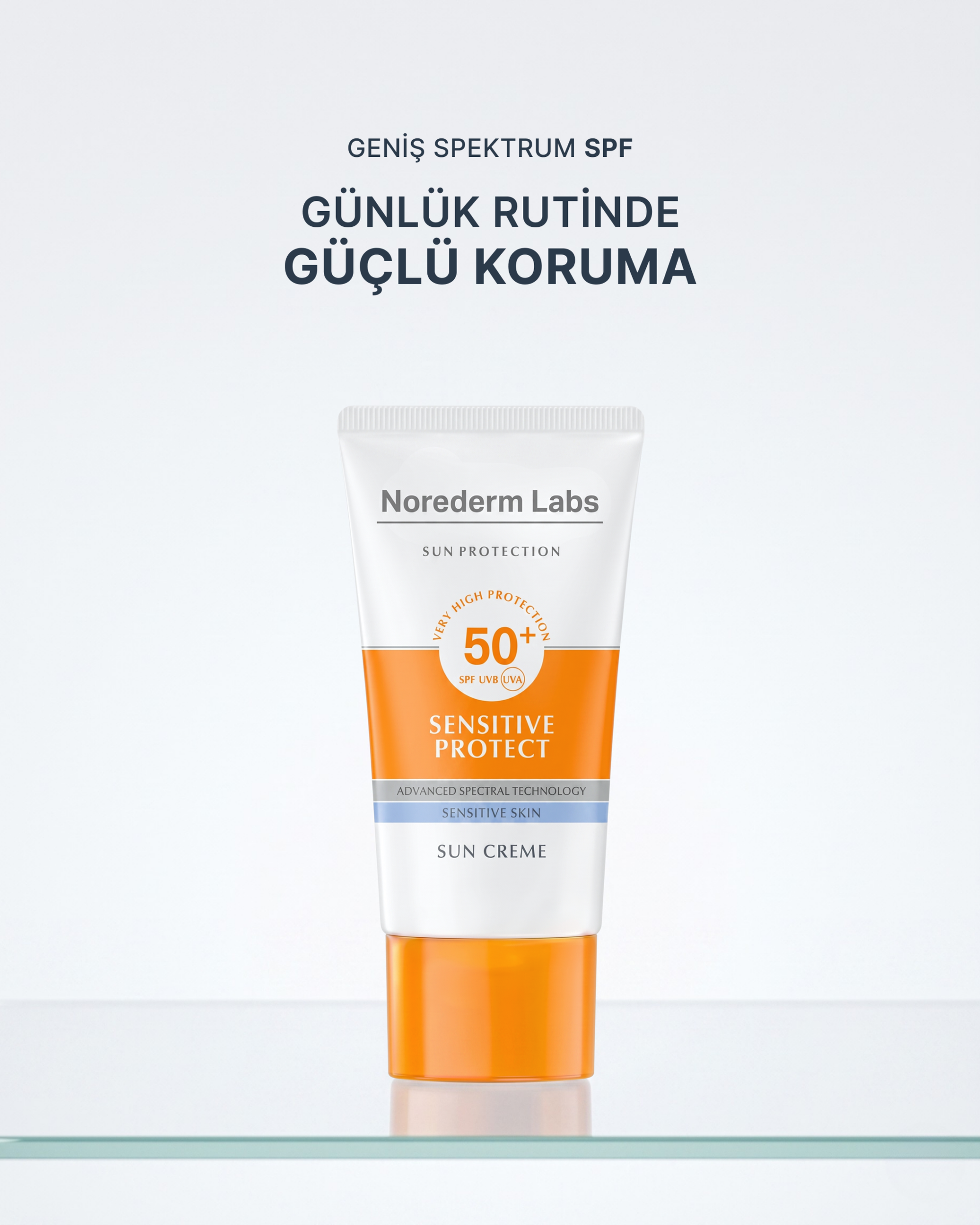 SPF güneş koruyucu ürününün sosyal medya içerik tasarımında kullanılan görseli