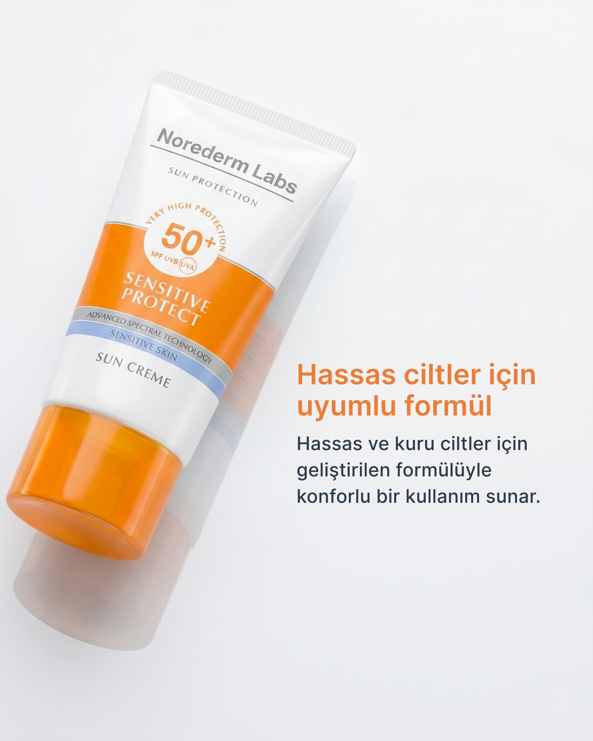 Premium dermokozmetik SPF güneş kremi tüp ürün çekimi